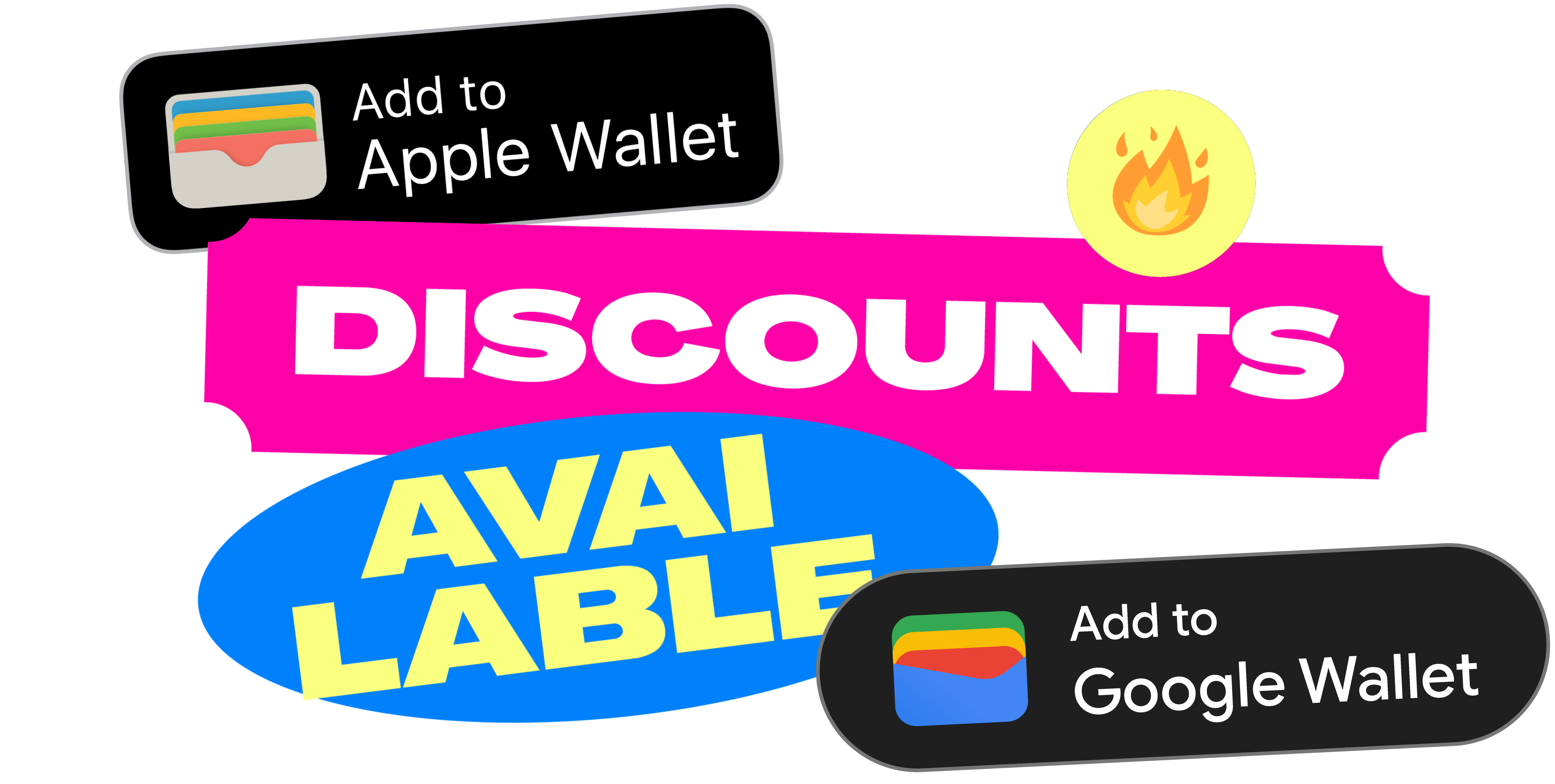 Discounts available. Add to Apple Wallet and Add to Google Wallet.